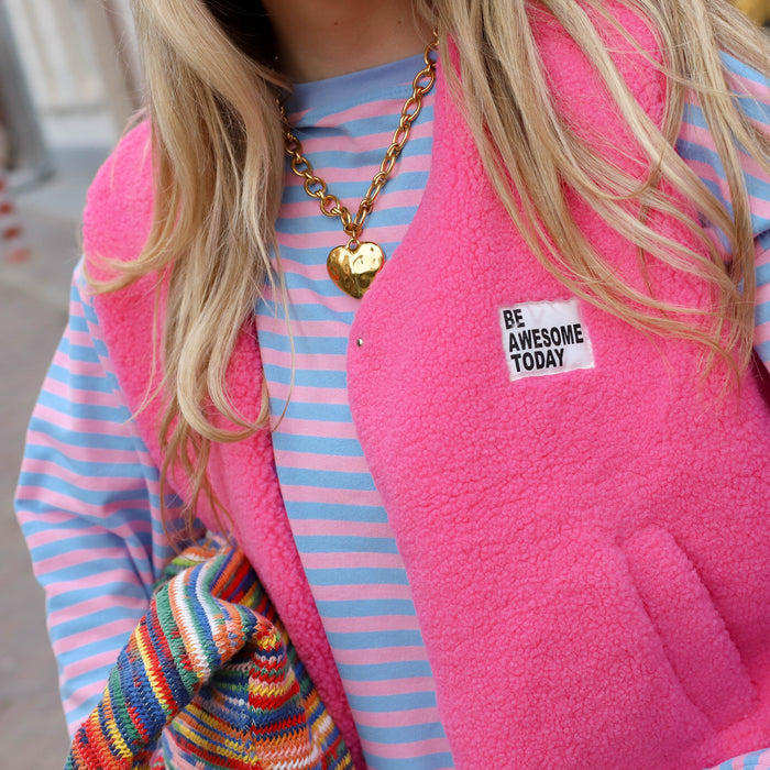 Be awesome teddy gilet roze
