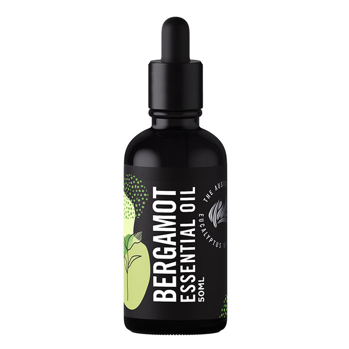 Bergamot essential oil 50ml black glass dropper bottle