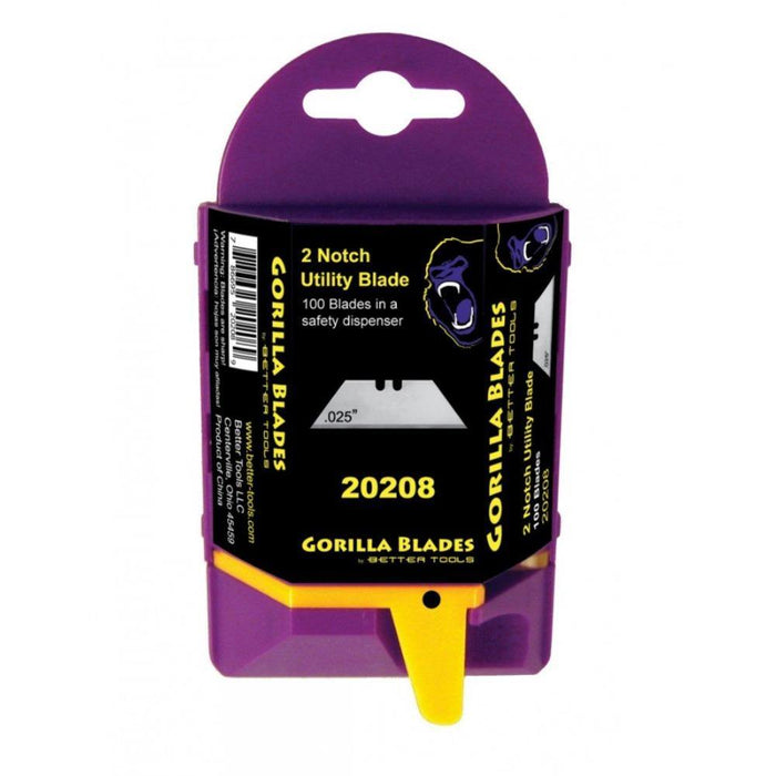 Gorilla Blades 20208 utility blades dispenser, 2-notch utility blades, 100-pack