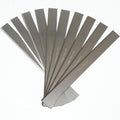 Replacement floor scraper blades, multiple refill blades fanned for visibility
