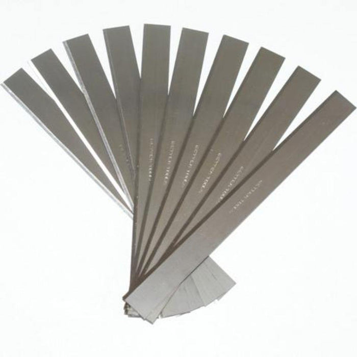 Replacement floor scraper blades, multiple refill blades fanned for visibility