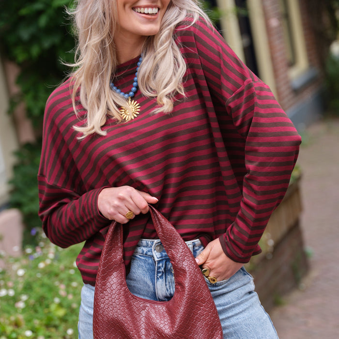 Billy streep trui burgundy bruin