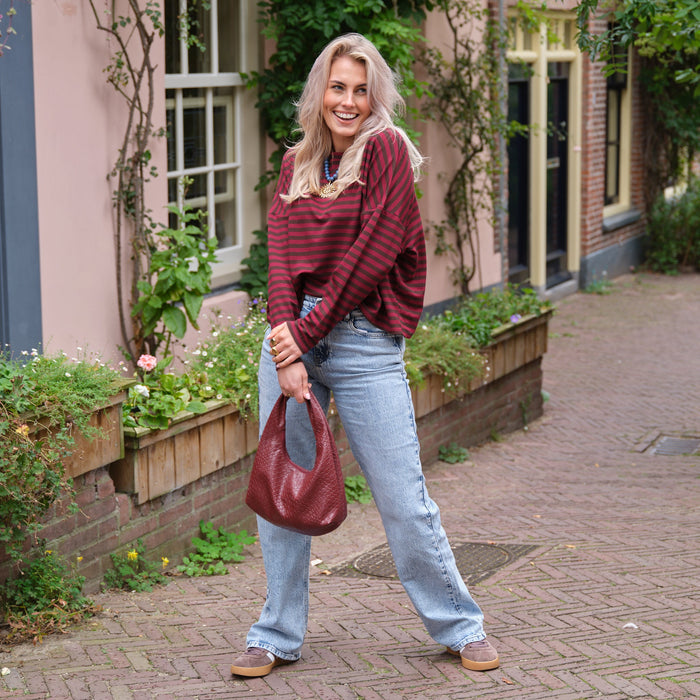 Billy streep trui burgundy bruin