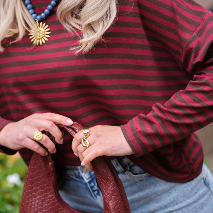 Billy streep trui burgundy bruin