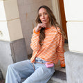Billy streep trui oranje ecru