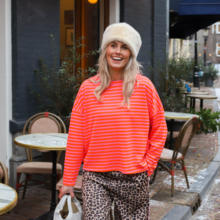 Billy streep trui oranje roze