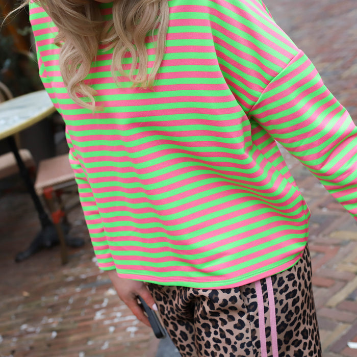 Billy streep trui roze lichtgroen