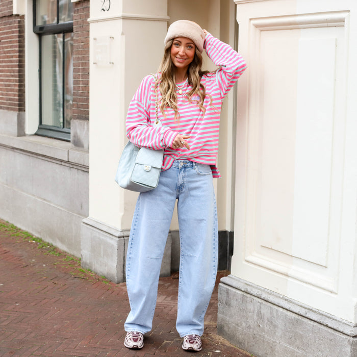 Bisous streep shirt roze mint