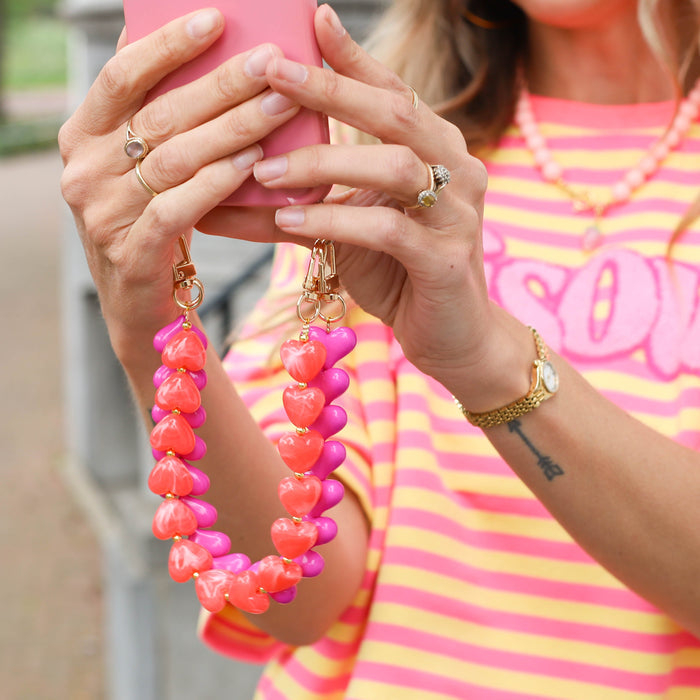Bisous streep top roze geel