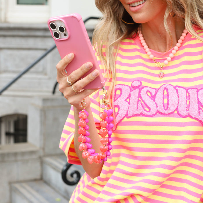Bisous streep top roze geel