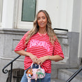 Bisous streep top roze rood