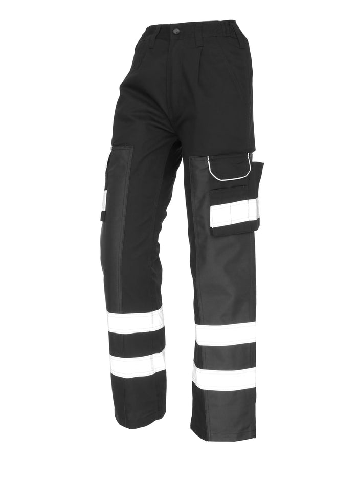 Black Cargo Trouser For Men With Reflectors-BE1439