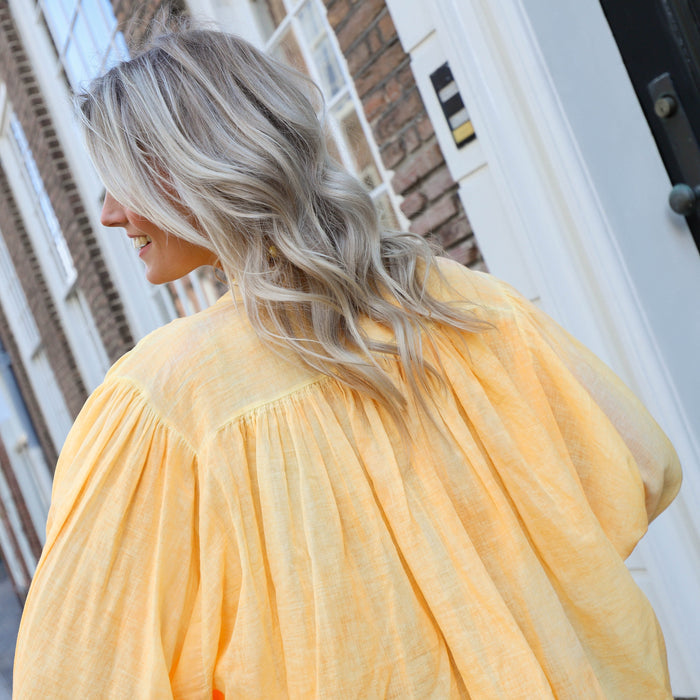 Blouse ballonmouw oranje geel