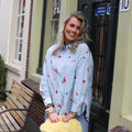 Blouse blauw lobster ster print