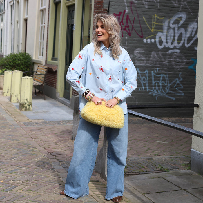 Blouse blauw lobster ster print