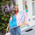 Blouse print roze blauw