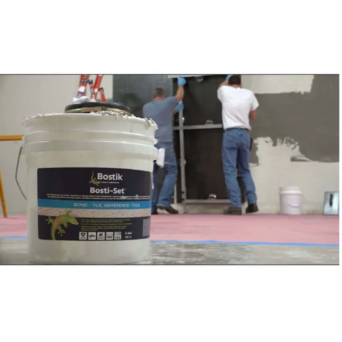 Bostik Bosti-Set bond tile adhesive bucket with printed label and handle
