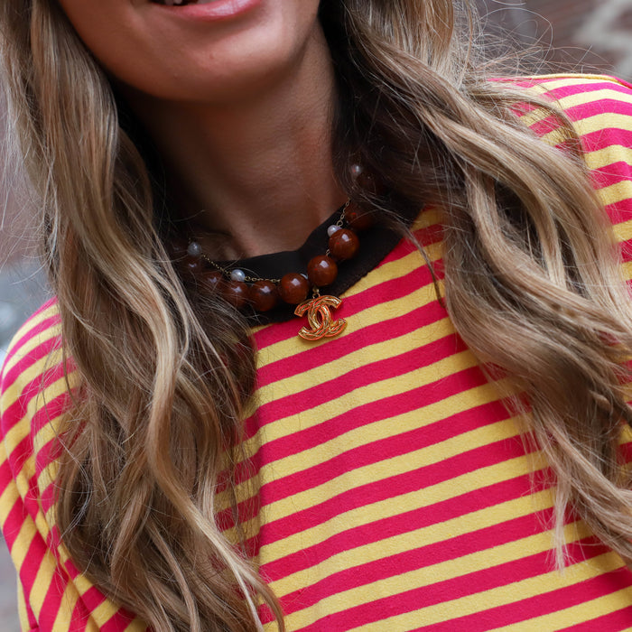 Bowie streep top roze geel