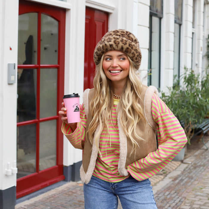 Bowie streep top roze groen