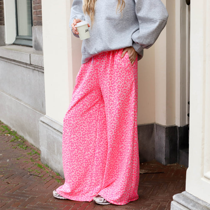 Broek jogging leopard roze