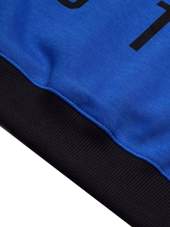 BTS Fleece Tracksuit For Kids-Dark Blue with Black-BR878