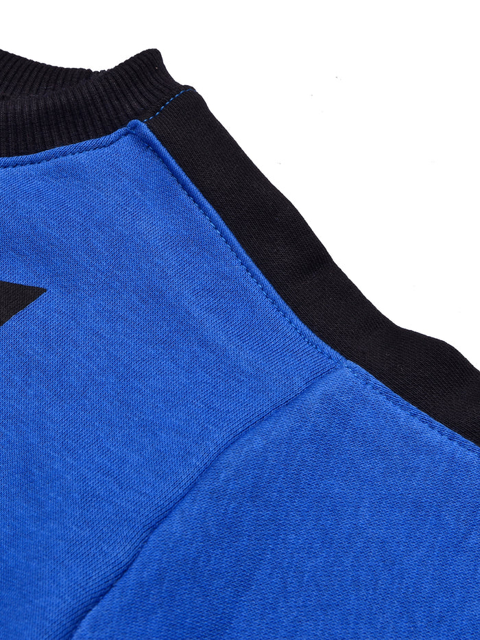 BTS Fleece Tracksuit For Kids-Dark Blue with Black-BR878