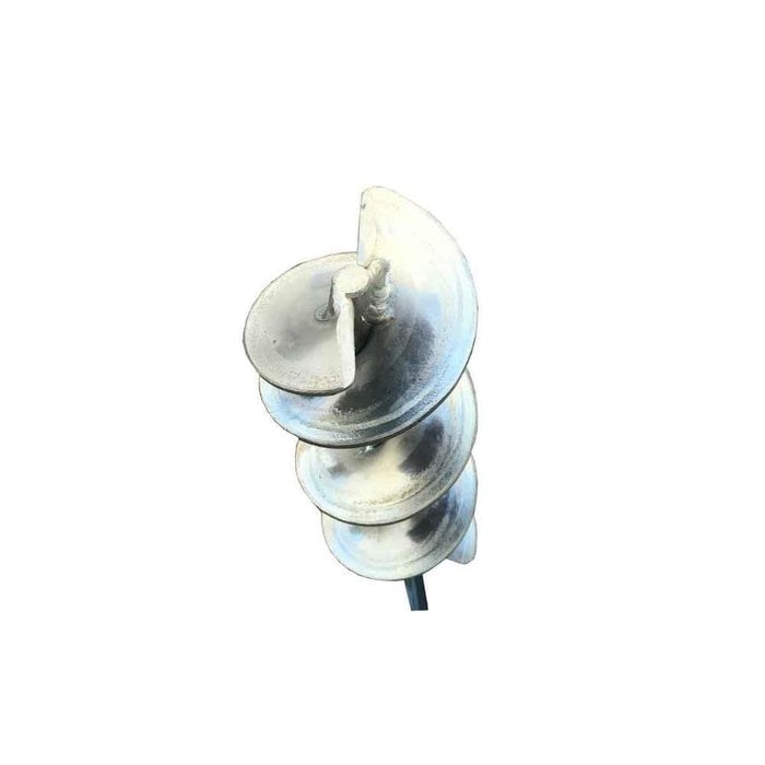 Mortar mixer bucket auger with spiral blades and central shaft