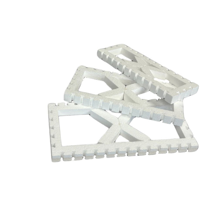 Foam vent register ring insert with cross-brace grid, white foam construction