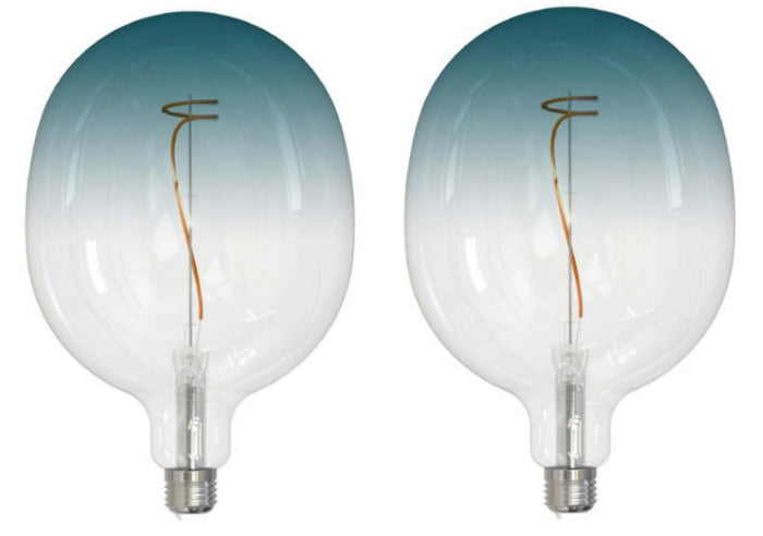 C53 4.5W Dimmable Blue Filament LED Light Bulb with E26 Base, 3000K, 200 Lumens, 2-Pack