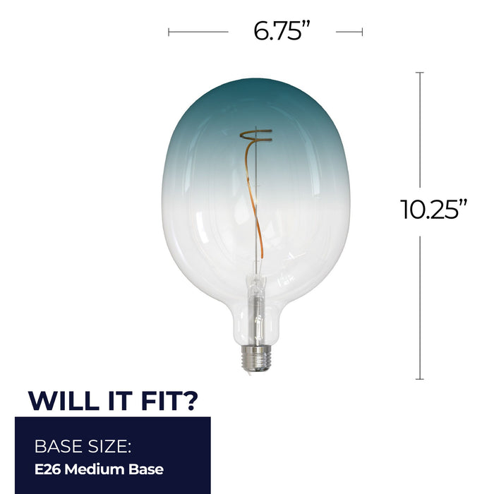 C53 4.5W Dimmable Blue Filament LED Light Bulb with E26 Base, 3000K, 200 Lumens, 2-Pack