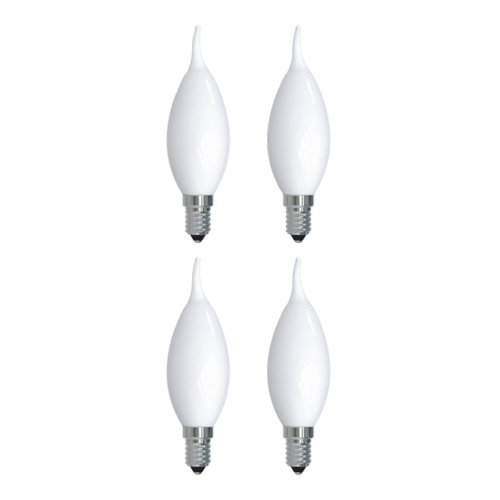 CA10 4.5W Dimmable Milky Filament LED Light Bulb with E12 Base, 3000K, 400 Lumens, 4-Pack