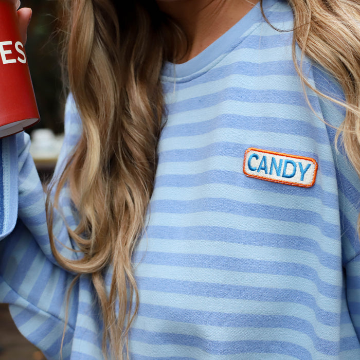 Candy streep top dubbel blauw