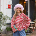 Candy streep top lichtroze burgundy
