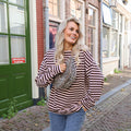 Charlie streep sweater roze bruin