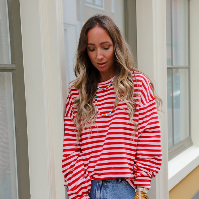 Charlie streep sweater roze rood