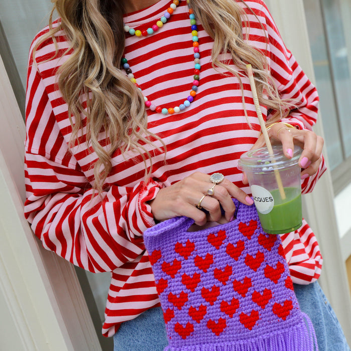 Charlie streep sweater roze rood