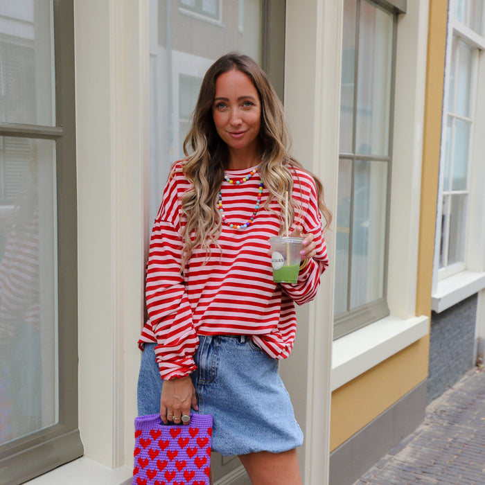 Charlie streep sweater roze rood
