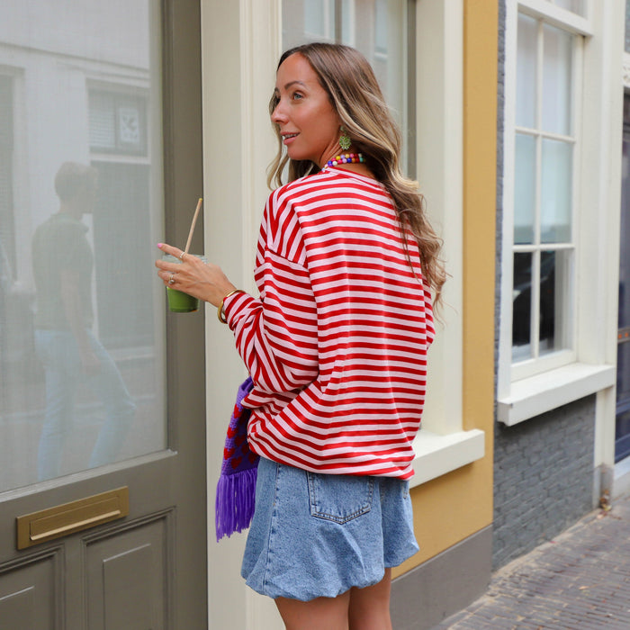 Charlie streep sweater roze rood