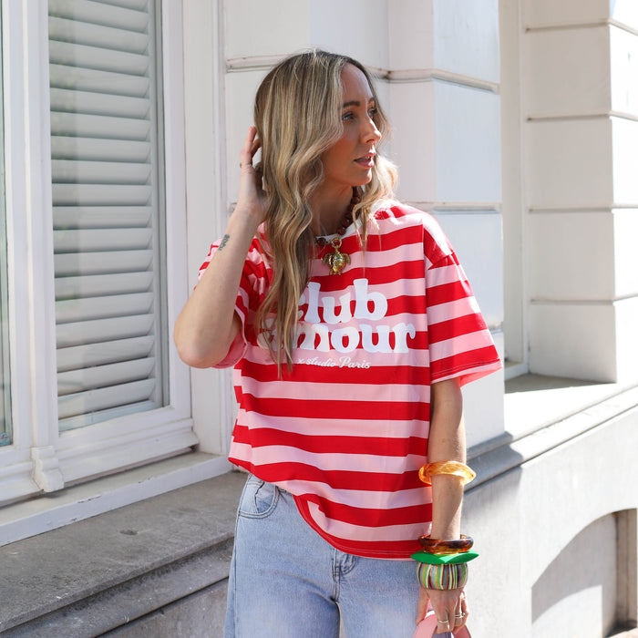 Club amour roze rood tee streep