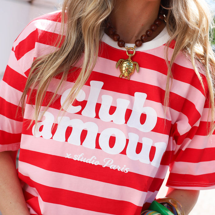 Club amour roze rood tee streep