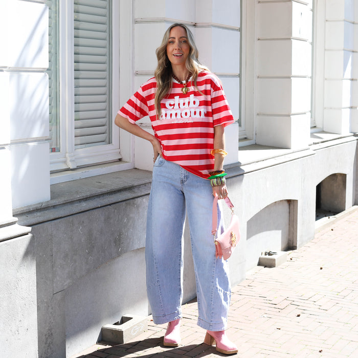 Club amour roze rood tee streep