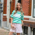 Club amour tee groen witte streep