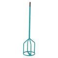 Bird cage paddle mixing attachment with long handle, teal wire frame