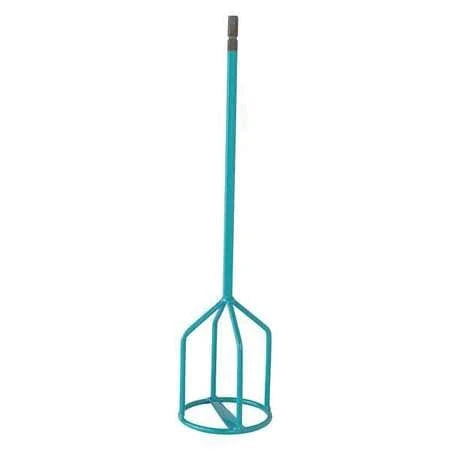 Bird cage paddle mixing attachment with long handle, teal wire frame