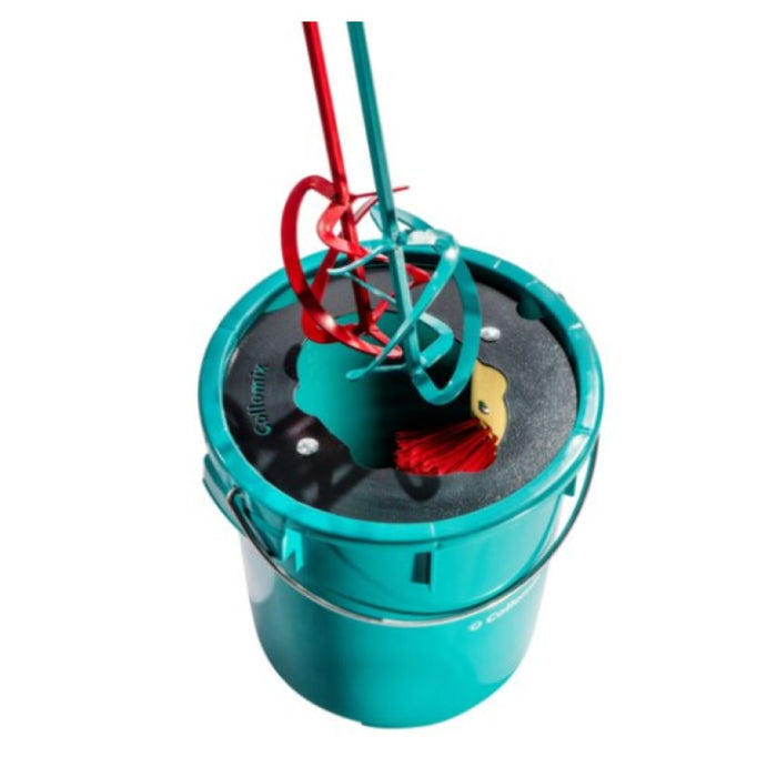 9-gallon MC2 Mixer-Clean bucket with teal paddle cleaning attachment inside