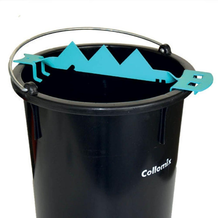 Collomix Sharky Bag Ripper in black mixing bucket with teal top cutter arms