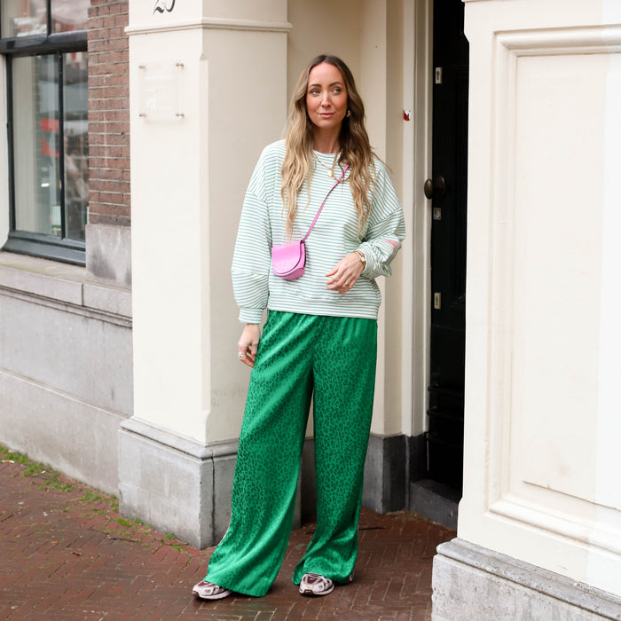 Creme de la creme top groen ecru
