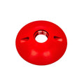 Crowne Nip Nut red round with central threaded hole and two side notches
