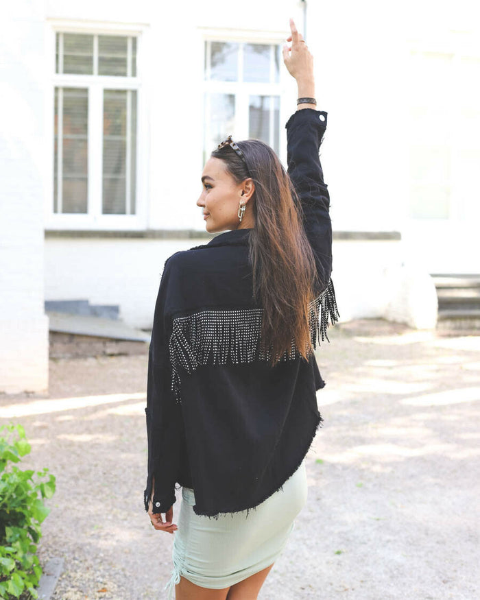 Dames jas beige zwart blauw onesize