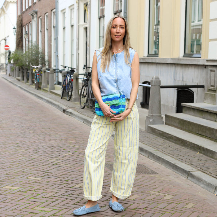 Denim gilet blauw rits